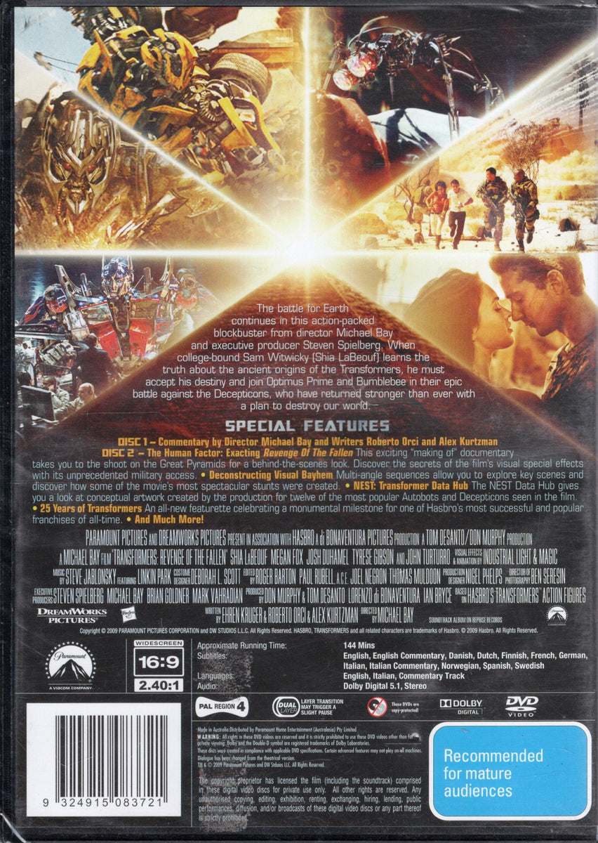 DVD - Transformers: Revenge of the Fallen - NEW - M - DVDSF693