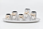 Homewares - 38cm Heart Design 5 piece Candle Holders - ACBE - FAS035 - GEE