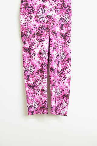 Ladies Activewear - Pink Leopard Print Leggings - Size M - LACT2243 - GEE