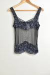 Vintage Inspired Tops - Black Bead & Mesh Top - Size S - VTOP2240 LT0 - GEE