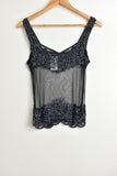 Vintage Inspired Tops - Black Bead & Mesh Top - Size S - VTOP2240 LT0 - GEE