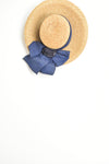 Hats & Caps - Straw Hat With Blue & White Ribbon - WHX - FAS004 - GEE