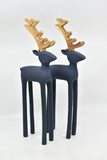 Christmas Home Decor - Blue & Gold Reindeer Figurines  - XMAS - FAS026 - GEE