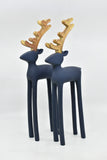 Christmas Home Decor - Blue & Gold Reindeer Figurines  - XMAS - FAS026 - GEE