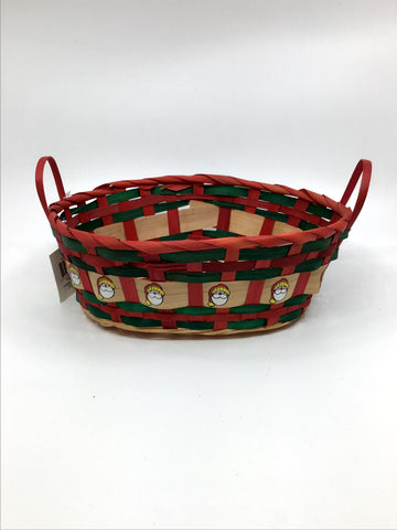 Christmas -  Bamboo Printed Oval Basket - XMAS3 - FAS006 - GEE