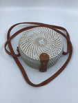 Vintage Accessories - Tan & White Round Rattan Bag - VACC3562 - GEE