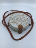 Vintage Accessories - Tan & White Round Rattan Bag - VACC3562 - GEE