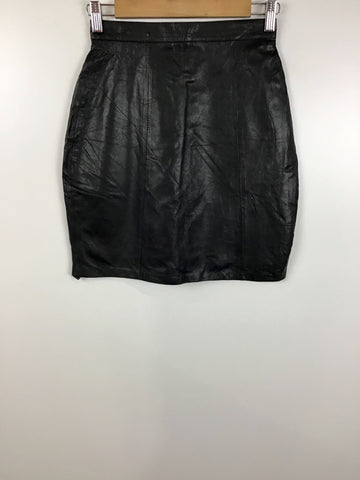 Premium Vintage Dresses & Skirts - Wilsons Black Leather Mini Skirt - Size 8 - PV-DRE276 - GEE