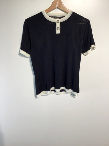 Premium Vintage Tops, Tees & Tanks - Salvatore Ferragamo Black/ White Shirt  - Size S - PV-TOP258 - GEE