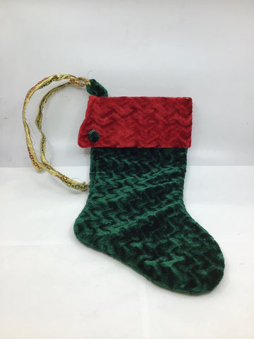 Christmas - Green/ Red Velvet Stocking - XMAS376 - GEE