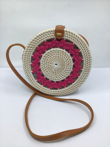 Vintage Accessories - Pink Detail Rattan Bag - VACC3457 HHB - GEE