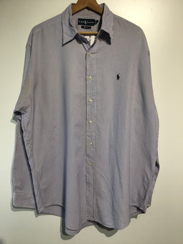 Premium Vintage Shirts/ Polos - Blue Striped Ralph Lauren Button Down - Size L - PV-SHI175 - GEE