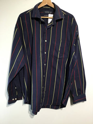 Premium Vintage Shirts/ Polos - Navy Striped Nautica Button Down Shirt - Size L - PV-SHI185 - GEE