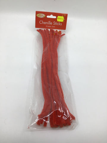 Craft - 24 Piece Red Chenille Sticks - ACBE3315 - GEE