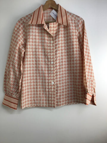 Vintage Inspired Tops - Geometric collared shirt -Size 12 - VTOP2120 - GEE