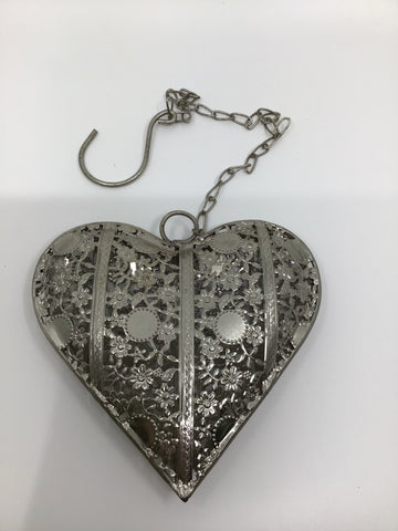Homewares - Silver Heart Hanging Ornament - ACBE3388 - GEE
