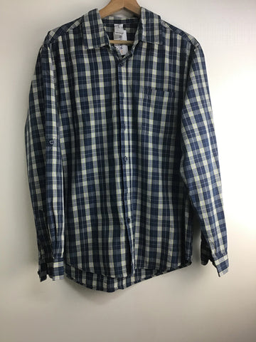 Mens Shirts - Blue Check Shirt - Size L - MSH766 - GEE