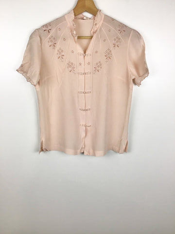 Premium Vintage Tops,Tees & Tanks - Pink Silk Shirt - Size 34 - PV-TOP196 - GEE