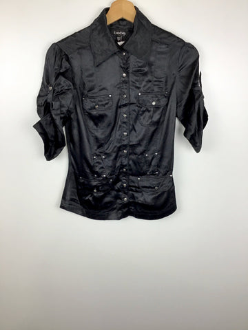 Premium Vintage Tops,Tees & Tanks - BEBE Black Button Up Shirt - Size XS - PV-TOP197 - GEE