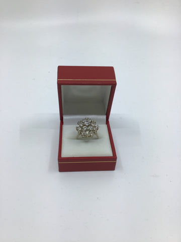 Beauty - 14K On Silver Snowball Cubic Zirconia Ring - Size P.5 - ACBE3552 - GEE