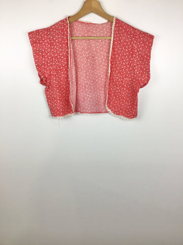 Premium Vintage Tops,Tees & Tanks - Red Floral Cropped Vest - Size XS - PV-TOP207 - GEE