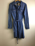 Premium Vintage Denim - Ladies Retro Wrangler Western Denim Shirt Dress - Size L - PV-DEN165 - GEE