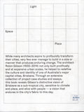 Light, Space, Place: The Architecture of Robin Gibson - Deborah van der Plaat, Lloyd Jones - BMUS - BOO067A