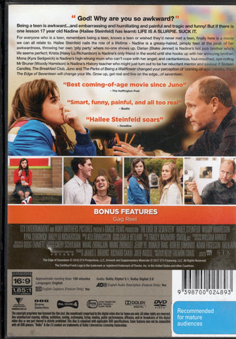 DVD - The Edge of Seventeen - M - DVDCO715 - GEE