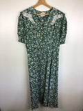 Premium Vintage Dresses & Skirts - Floral, Laced Collar Ms Basia California Maxi Dress - Size 12 - PV-DRE67 - GEE