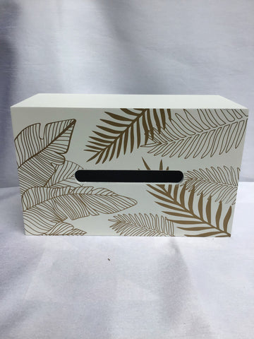 Giftware - 24cm - White With Gold Leaf Tissue Box - NACCE - GEE