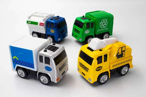 4 x Toy Mini Trucks Yellow Green Blue White N-TCAR GME