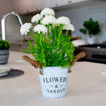 28cm Artificial Chrysanthemum Plant Country Style Pot White N-PLA