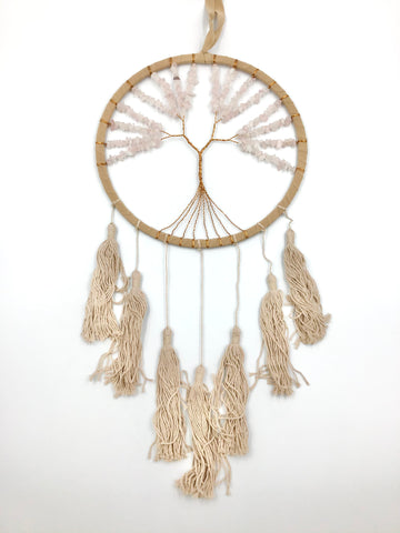 Giftware - 22cm Tree of Life Pale Pink Gemstone Dream Catcher - NACCE - GEE