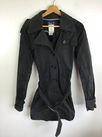 Premium Vintage Jackets & Knits - Fred Perry Black Trench Coat - Size UK 12 - PV-JAC146 - GEE