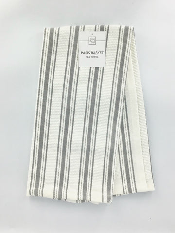 1 Piece Tea Towel PARIS BASKET Grey Striped N-TEA