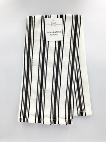 1 Piece Tea Towel PARIS BASKET Black Striped N-TEA