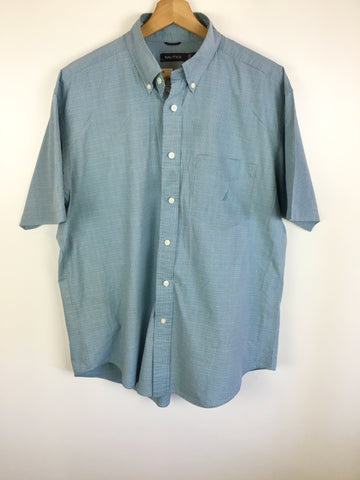 Premium Vintage Shirts/ Polos - Blue Nautica Short Sleeved Button Down - Size L - PV-SHI108 - GEE