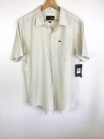 Premium Vintage Shirts/ Polos - Hurley Beige Short Sleeve Button Down - Size L - PV-SHI121 - GEE